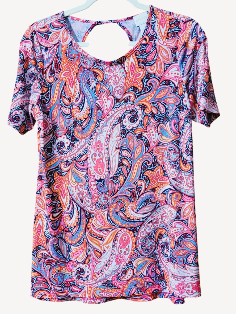 Chico’s Short-Sleeve Paisley Print Top - Size 0 (S)